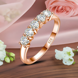 5 Stones Moissanite Diamond Ring Female 3.5mm 0.2ct Total 1ct Engagement Rings Certified 14K Rose Gold Color 925 Silver Jewelry