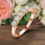 5 Stones Moissanite Diamond Ring Female 3.5mm 0.2ct Total 1ct Engagement Rings Certified 14K Rose Gold Color 925 Silver Jewelry