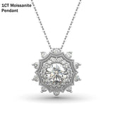 925 Sterling Silver 1ct Round Snowflake Moissanite Pendant For Women With Necklace Sparking Full AAA+ Zircon Fine Jewelry