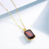 Black Garnet Pendant with 14K Gold Plated sterling silver Necklace