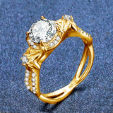 A 1.2 Carat  D Color Certified Moissanite Diamond Ring hold by a 925 Sterling Silve Flower designed base