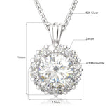 925 Sterling Silver Moissanite Pendant Women 2ct Round Shape With Necklace GRA Certificate Fashion Jewelry Pass Dimaond test New