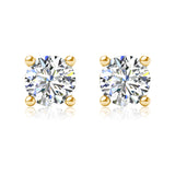 Real 100% 0.3ct 4mm Moissanite Earrings Stud For Women Real 925 Sterling Siver 14K Gold Plated Korean Earrings Women's Jewelry