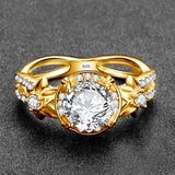 A 1.2 Carat  D Color Certified Moissanite Diamond Ring hold by a 925 Sterling Silve Flower designed base