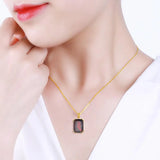 Black Garnet Pendant with 14K Gold Plated sterling silver Necklace