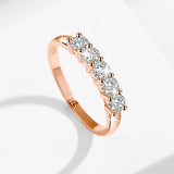 5 Stones Moissanite Diamond Ring Female 3.5mm 0.2ct Total 1ct Engagement Rings Certified 14K Rose Gold Color 925 Silver Jewelry