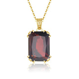 Black Garnet Pendant with 14K Gold Plated sterling silver Necklace