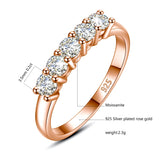 5 Stones Moissanite Diamond Ring Female 3.5mm 0.2ct Total 1ct Engagement Rings Certified 14K Rose Gold Color 925 Silver Jewelry