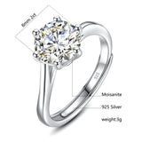 2.0ct 8mm D Color Round 18K White Gold Plated 925 Silver Moissanite Ring Female Diamond Test Pass Trend Engagement Jewelry Gift