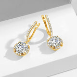 8MM Round Cut Moissanite Drop Earrings Gold D Color VVS1 Jewelry With Certificate Trendy Luxury Designer Earings