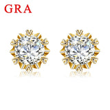 With Certificate D Color 6.5mm 1CT Moissanite Earrings For Woman Yellow Gold Top Quality Pass Diamond Test Wedding jewellery Hot