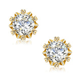 With Certificate D Color 6.5mm 1CT Moissanite Earrings For Woman Yellow Gold Top Quality Pass Diamond Test Wedding jewellery Hot