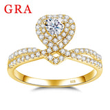 4mm Real Moissanite Heart Ring With Certificate For Gifrls Yellow Gold Eternity Band Enagement Fine Jewelries Luxury Gift New In