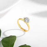 Authentic certified 18k Gold Ring with 1 Carat Moissanite Diamond, Luxurious Jewelry for a Special occasions