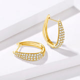 Yellow Gold U Shape Earrings Moisanite With Certificate Luxury Big Hoop Earrings For Women Elegant  Jewelry Christmas Gift Trend