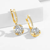 8MM Round Cut Moissanite Drop Earrings Gold D Color VVS1 Jewelry With Certificate Trendy Luxury Designer Earings