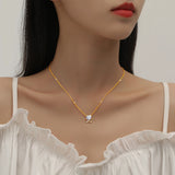 1 Carat Cute Cat certified Moissanite Necklace With an elegant Gold plated silver 925 Pendant