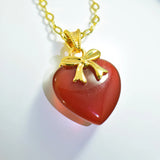 18K Gold Holder for Red Agate Strawberry Pendant with Gold-Plated Silver Chain - Luxury Jewelry Trend