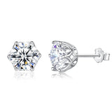 Luxury 2 Carats Moissanite Earrings Studs For Women Solid Silver 925 Classic 6 Classic Engagement Jewelry With Certificate Trend